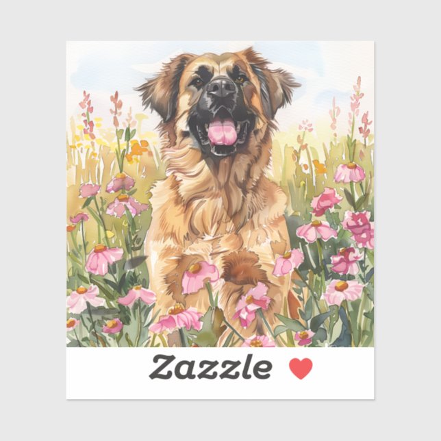 Autocollant aquarelle Leonberger (découpe) (Feuille)