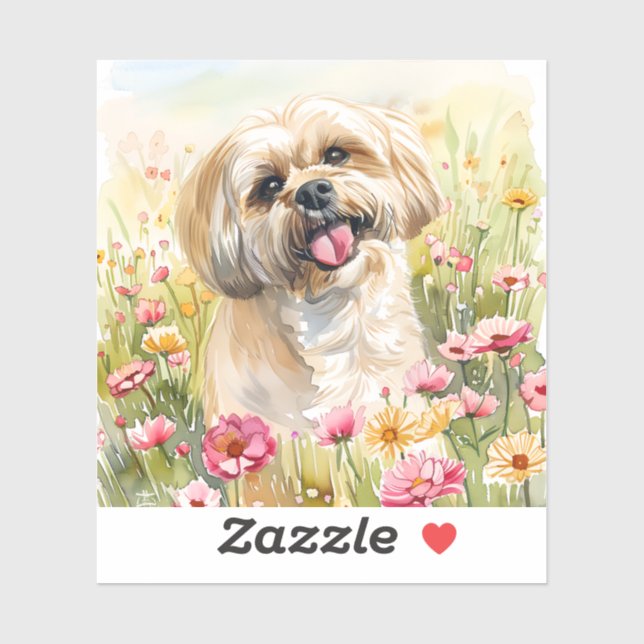 Autocollant aquarelle Lhassa Apso  (Feuille)