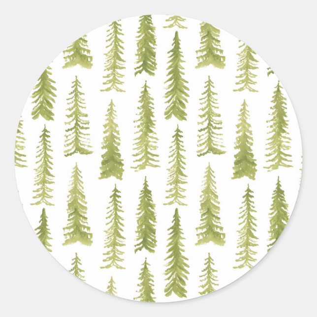 Autocollant arbres pin aquarelle (Devant)