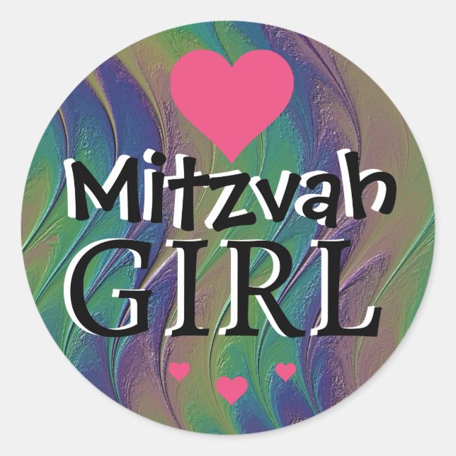 Autocollant arc-en-ciel de fille de Mitzvah (Devant)