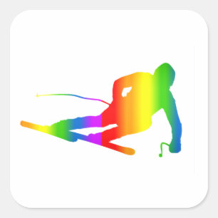 Autocollant arc-en-ciel de ski coloré