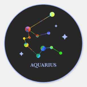 Autocollant arc-en-ciel Zodiac noir Aquarius