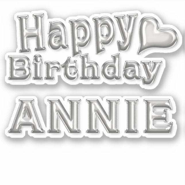 Autocollant argent Joyeux Anniversaire Annie (Devant)