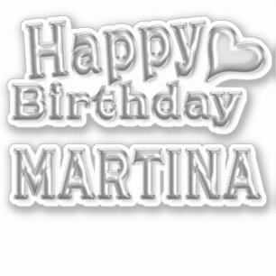 Autocollant argent Joyeux Anniversaire Martina