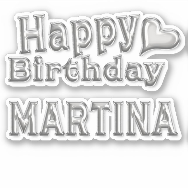 Autocollant argent Joyeux Anniversaire Martina (Devant)