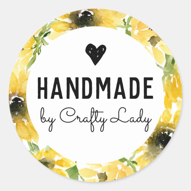 Autocollant artisanal - Aquarelle Tournesol (Devant)