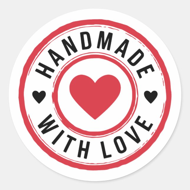 Autocollant artisanal avec amour avec coeur (Devant)