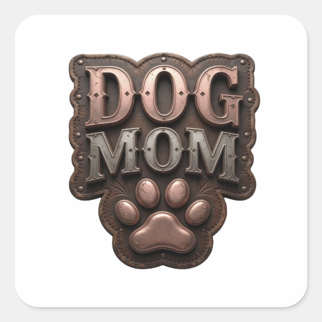 Autocollant artisanat MAMAN CHIEN Argent Clair (Devant)