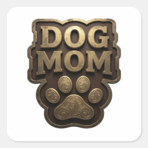 Autocollant artistique "Maman Chien" en or brillan