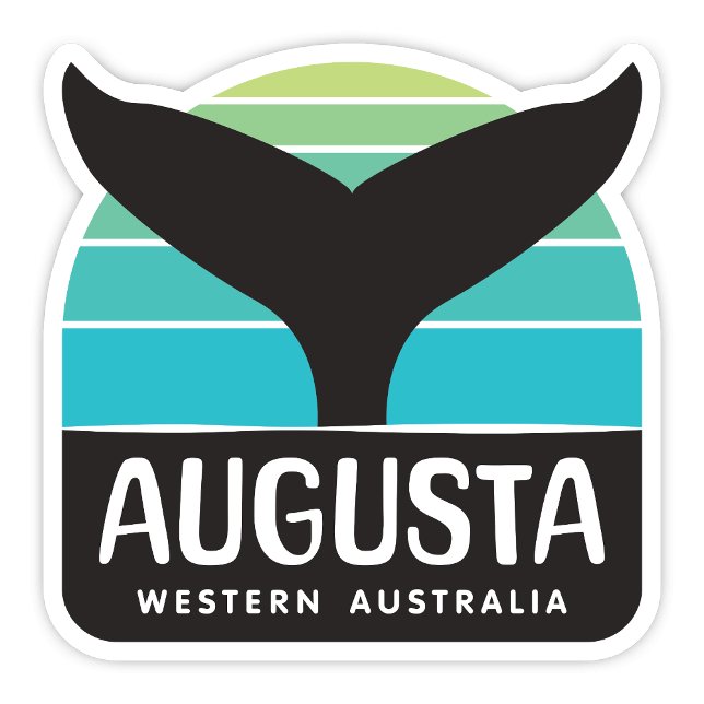 Autocollant Augusta, Australie occidentale (Augusta Western Australia retro whale tail sticker)
