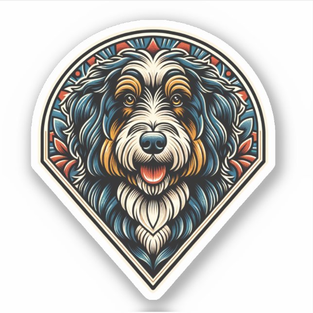 Autocollant Aussiedoodle Vinyl Waterproof (Devant)