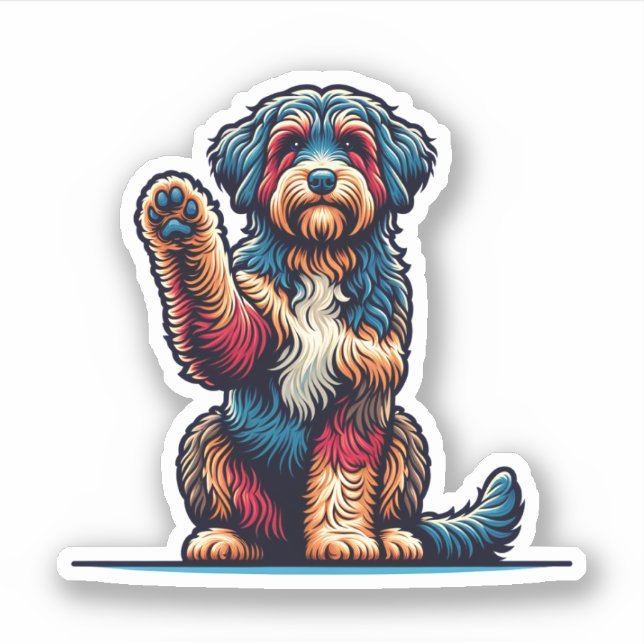 Autocollant Aussiedoodle Vinyl Waterproof (Devant)