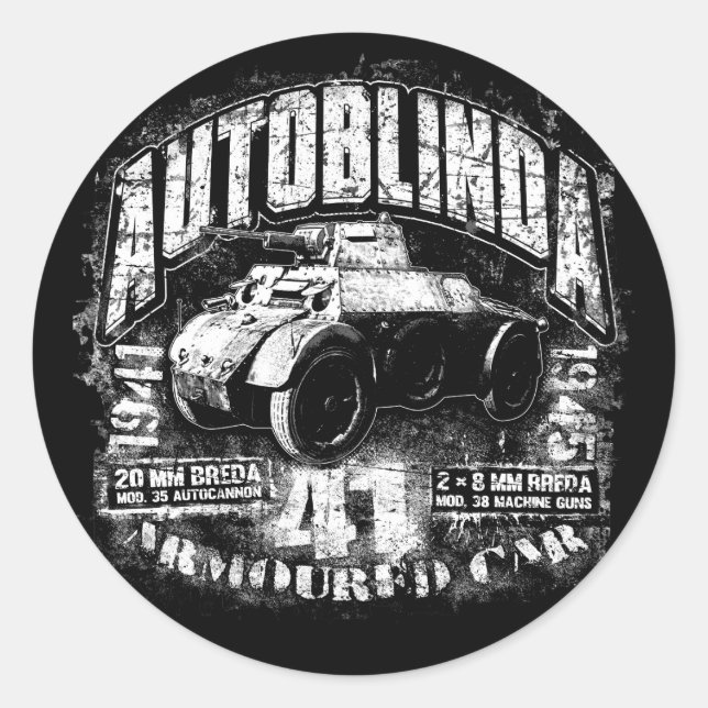 Autocollant Autoblinda 41 Classic Round Sticker (Devant)