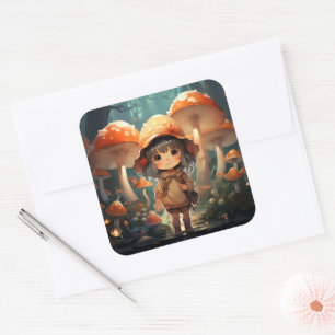Autocollant aux champignons mignons