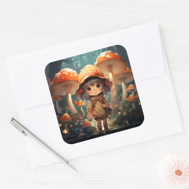 Autocollant aux champignons mignons (Enveloppe)