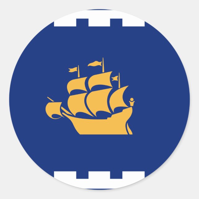 Autocollant avec drapeau de la ville de Québec, Ca (Devant)