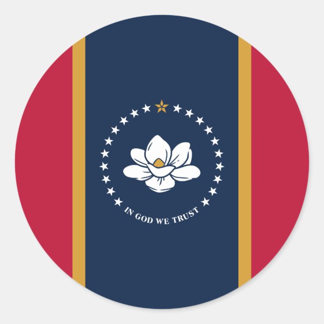 Autocollant avec le drapeau de l'État du Mississip (Devant)