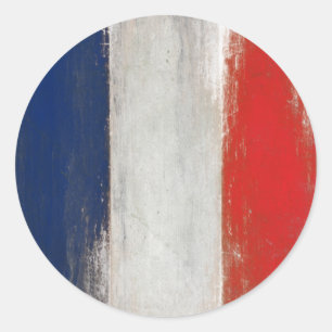 Autocollant avec le drapeau français vintage sale