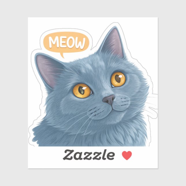 Autocollant avec visage de chat Chartreux mignon”  (Feuille)