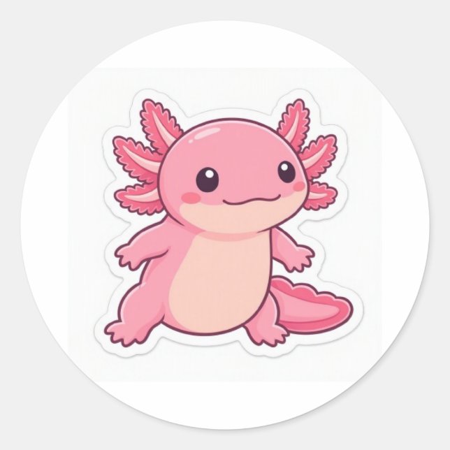 Autocollant Axolotl Rose Mignon (Devant)