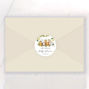 Autocollant Baby Shower Animaux de Safari