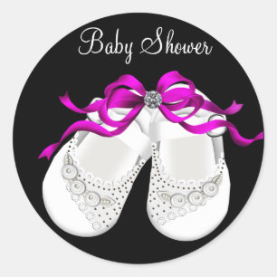 Autocollant Baby Shower Chaussures Bébé Fille Rose