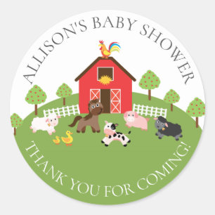 Autocollant Baby shower de Merci de Barnyard Anima