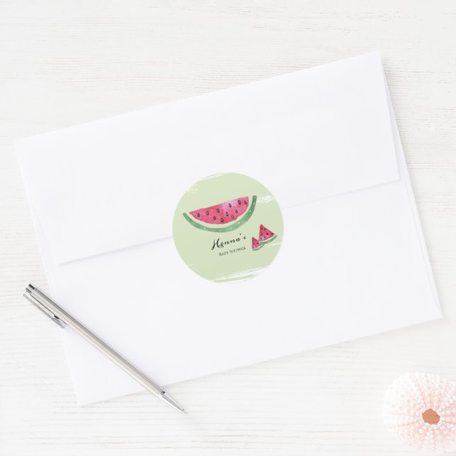 Autocollant Baby Shower Été Pastèque  (Enveloppe)