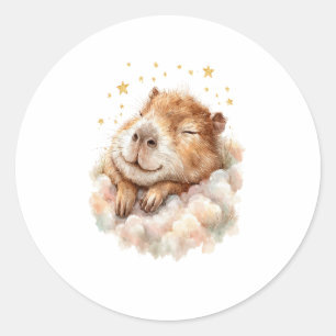 Autocollant Baby Shower Garçon • Capybara Mignon