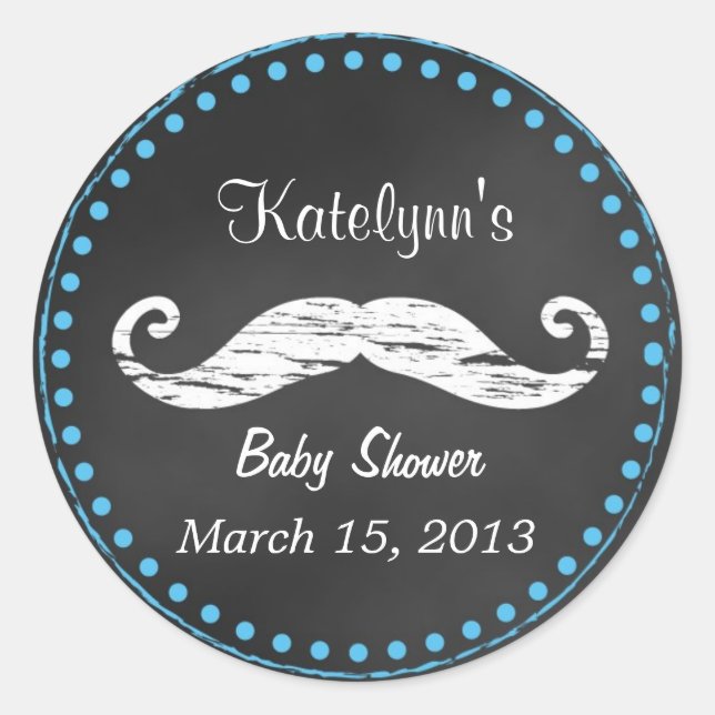 Autocollant Baby shower Moustache Favoriser (Devant)