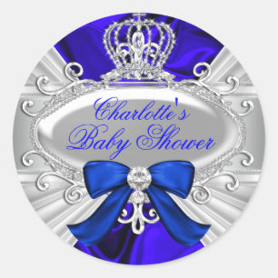Autocollant Baby Shower Petit Prince Royal Bleu Ga