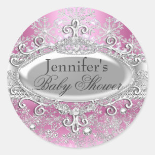 Autocollant Baby Shower Princesse Hiver Merveilleu