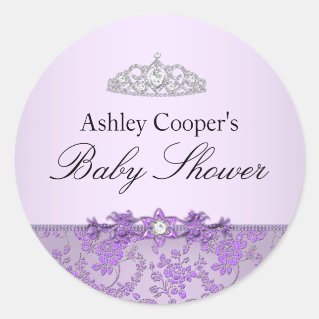 Autocollant Baby Shower Princesse Violette (Devant)