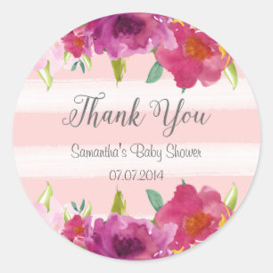 Autocollant Baby shower Rose aquarelle