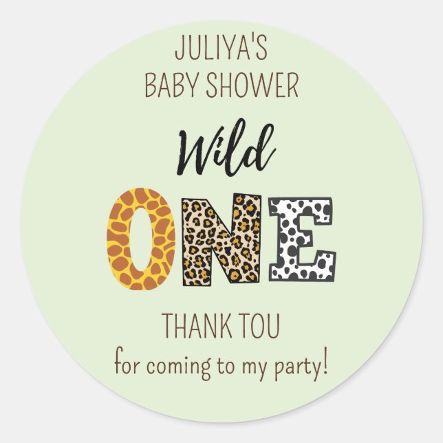 Autocollant baby shower Wild One Green garçon (Devant)
