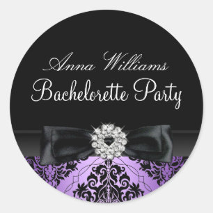 Autocollant Bachelorette violet et noir Damas