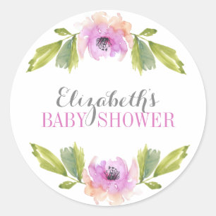 Autocollant balayé de baby shower d'aquarelle des