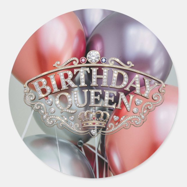 Autocollant Ballons Reine d'anniversaire  (Devant)