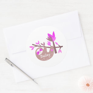 Autocollant bambou rose ours en koala nom personna