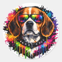 Autocollant Beagle | Art de chien Color Splash