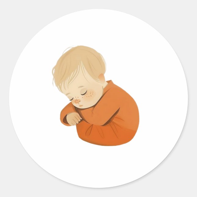 Autocollant Bébé Endormi – Conception de Dessin An (Devant)