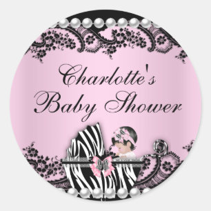 Autocollant bébé fille mignonne Baby Shower Zèbre 