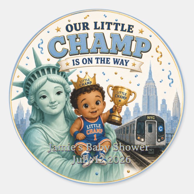 AUTOCOLLANT BÉBÉ GARÇON LIL CHAMP NYC (Devant)
