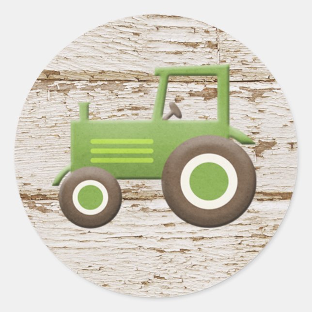 Autocollant Bébé Garçon Tracteur Vert (Devant)
