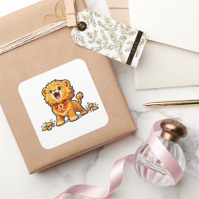 Autocollant Bébé Lion Zodiaque Mignon – Lion Doré  (Cadeaux)