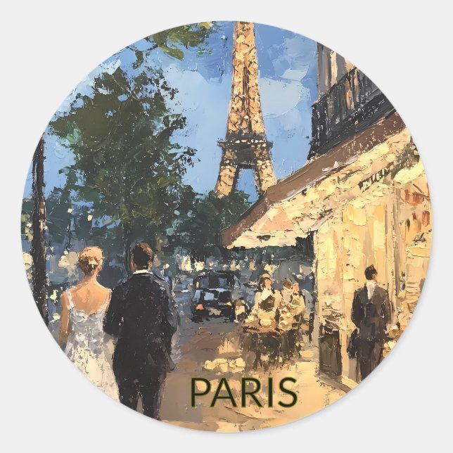 Autocollant Belle Aquarelle de Voyage à Paris (Devant)