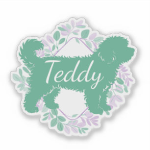 Autocollant Bernedoodle personnalisé silhouette ve