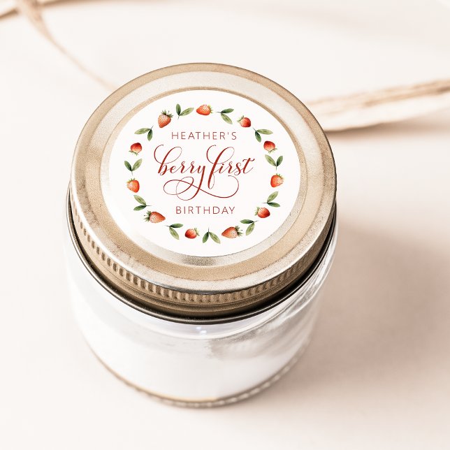 Autocollant Berry First (Berry First Birthday Strawgerry Sticker by Painted Paperie
)