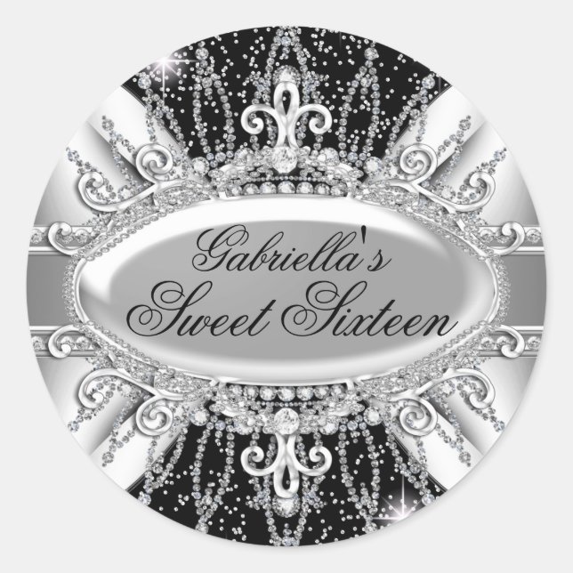 Autocollant Black & Silver Sparkle Diamond Sweet 1 (Devant)
