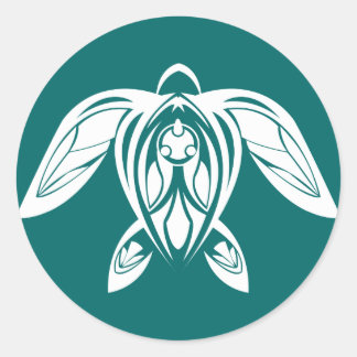 Autocollant blanc de tortue de mer tribale